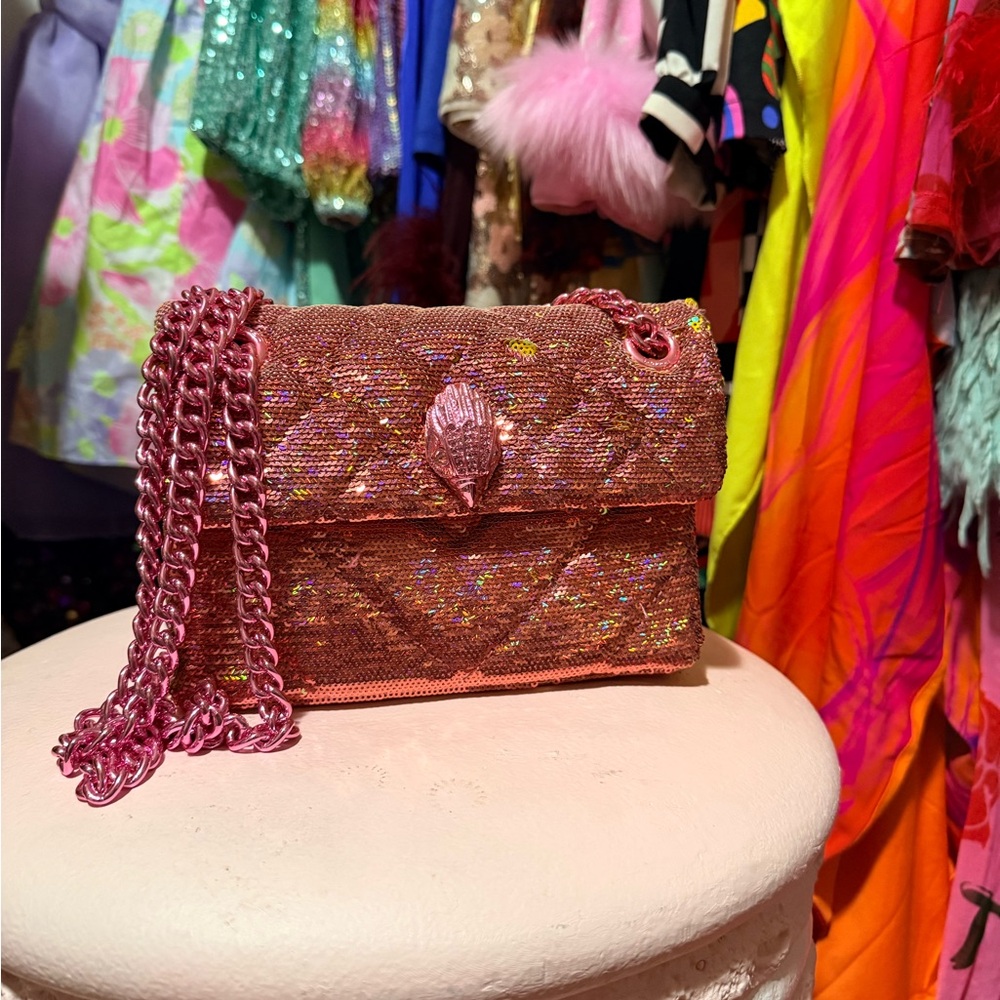Sequin Pink Kurt Geiger Chain Shoulder Bag